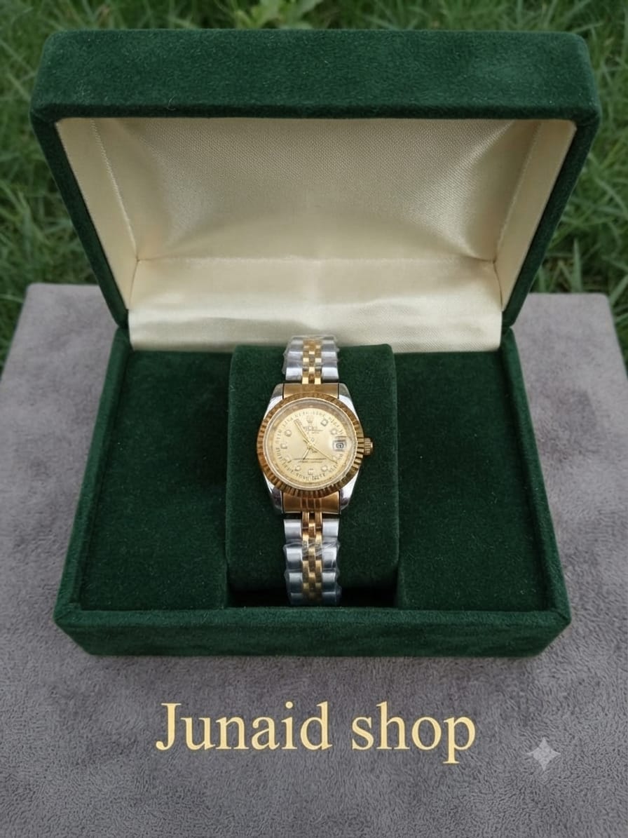 Rolex ladies golden and silver chain