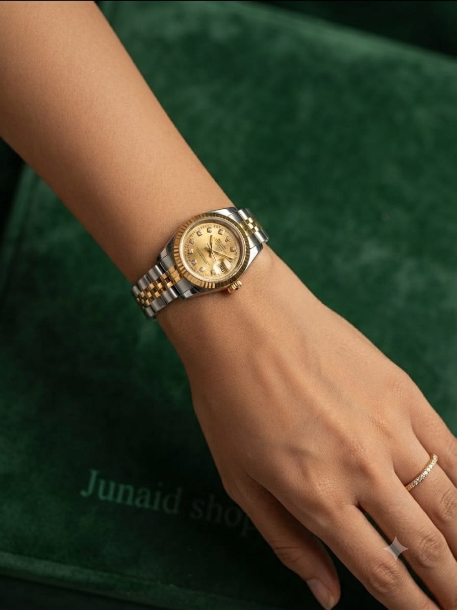 Rolex ladies golden and silver chain